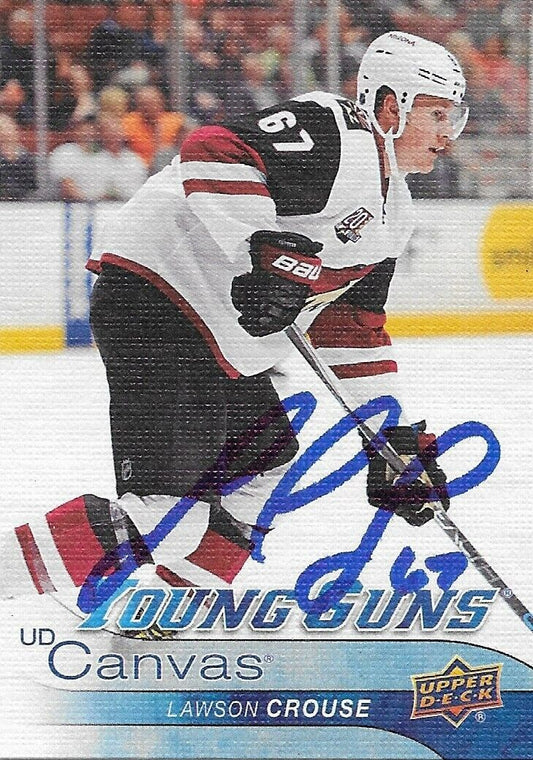 Carte Rookie 2016-17 des Coyotes de l'Arizona signée Lawson Crouse UD Young Guns