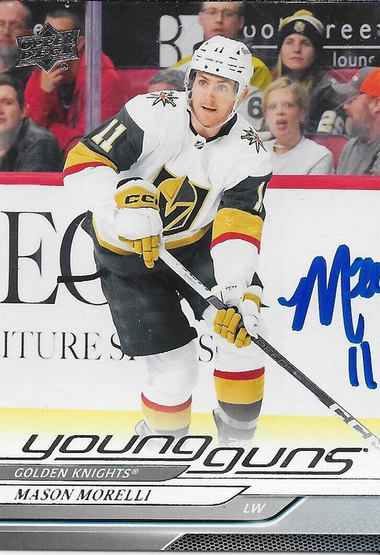 Carte de recrue signée Mason Morelli Young Guns 2024-25 UD Vegas Golden Knights