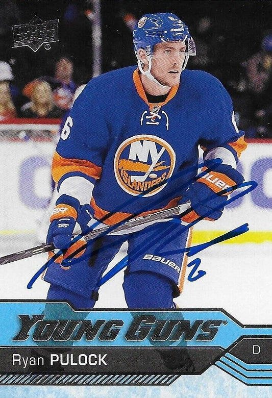 Signed Ryan Pulock Young Guns 2016-17 UD New York Islanders Rookie Card