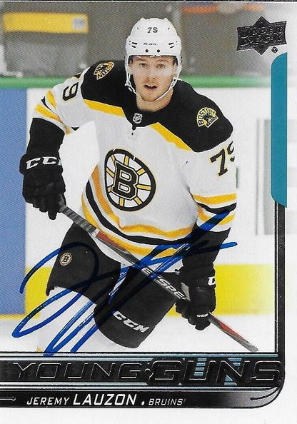 Carte de recrue des Bruins de Boston 2018-19 signée Jeremy Lauzon Young Guns UD