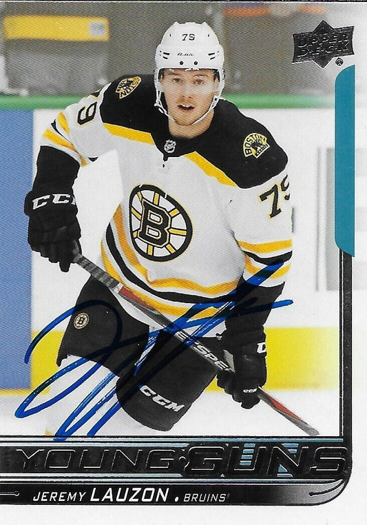 Carte de recrue des Bruins de Boston 2018-19 signée Jeremy Lauzon Young Guns UD