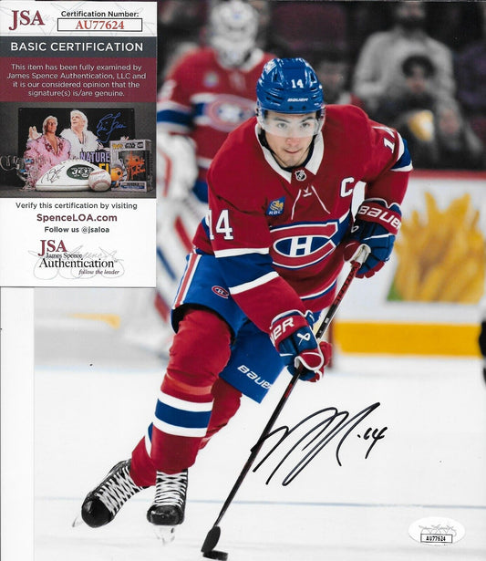 Photo 8x10 signée par Nick Suzuki des Canadiens de Montréal #5 Authentification originale JSA
