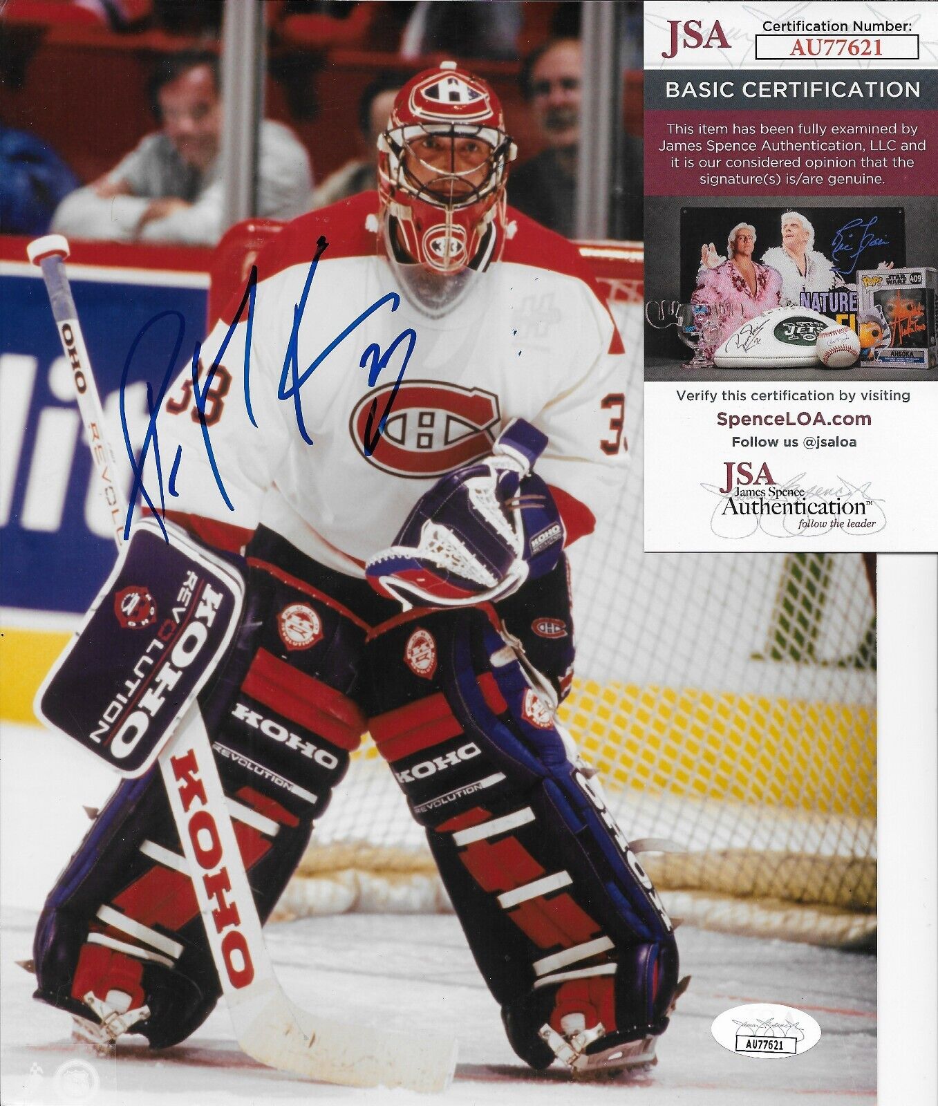 Signed Patrick Roy Montreal Canadiens Hall of Famer 8x10 w JSA Authentication