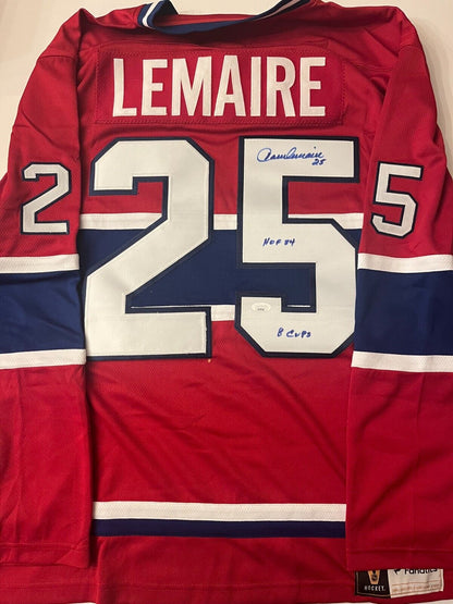 Autographed Fanatics Montreal Canadiens HOF  Jacques Lemaire Jersey JSA 2 Insc
