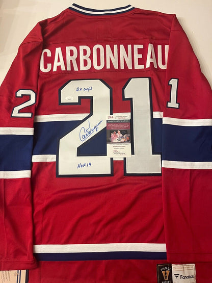Autographed Fanatics Montreal Canadiens HOF  Guy Carbonneau Jersey JSA 2 Insc