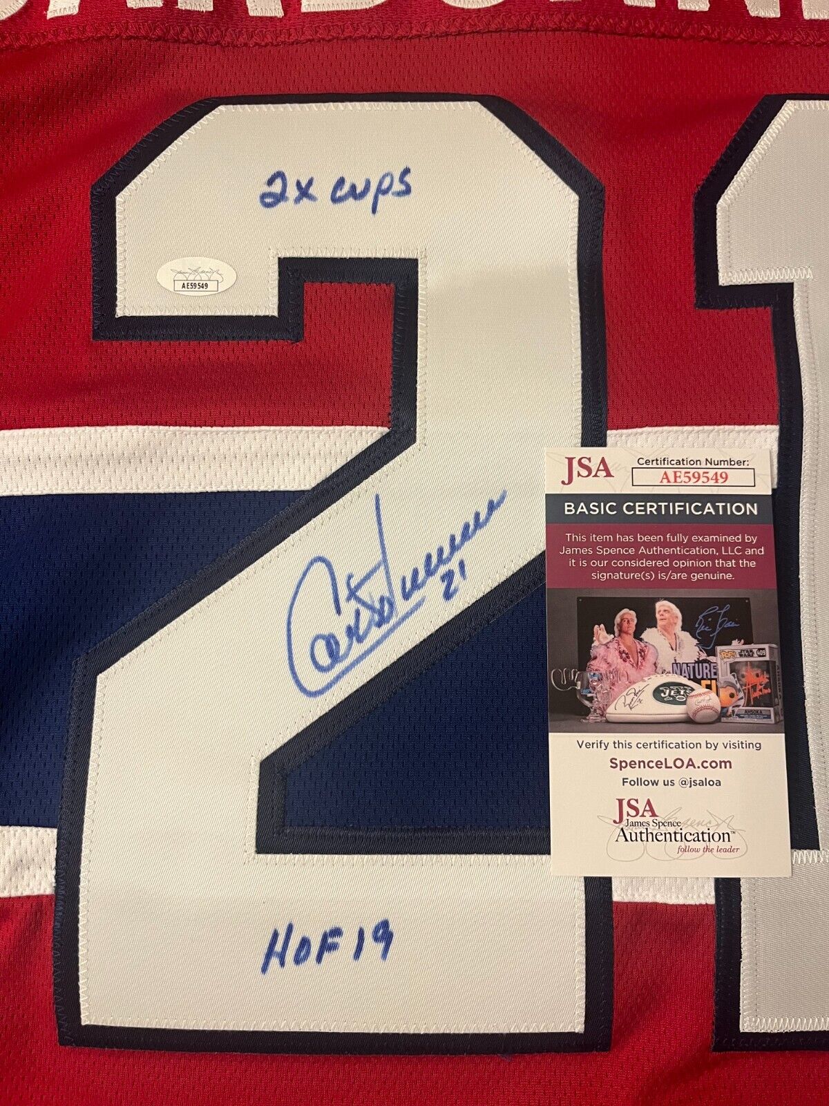 Autographed Fanatics Montreal Canadiens HOF  Guy Carbonneau Jersey JSA 2 Insc