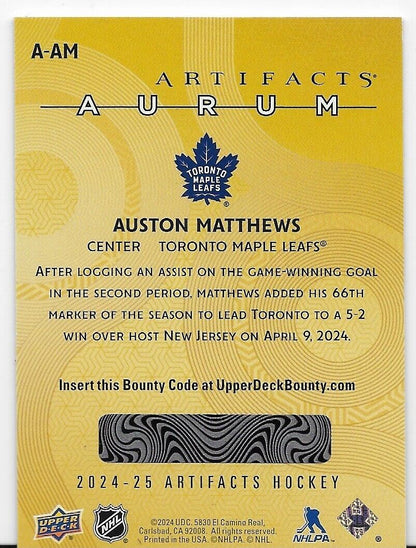 2024-25 Upper Deck Artifacts Hockey Auston Matthews Aurum unscratched  #A-AM