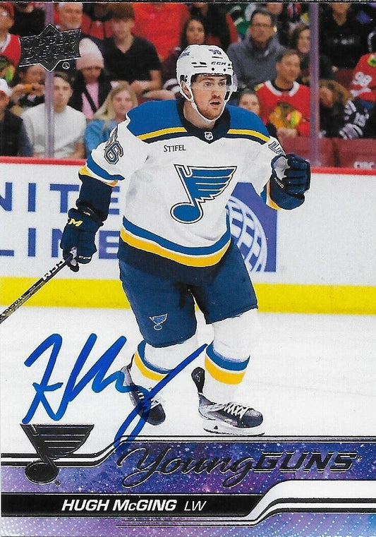 Signed Hugh McGing Young Guns 2023-24 UD St. Louis Blues Rookie Card