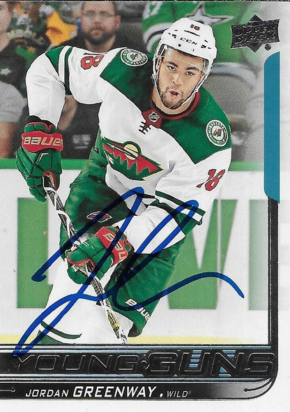 Carte de recrue signée Jordan Greenway Young Guns UD 2018-19 Minnesota Wild