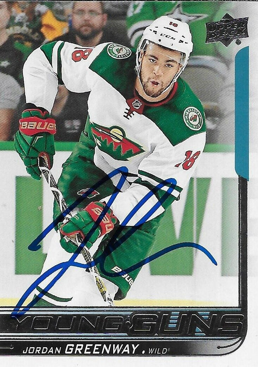 Carte de recrue signée Jordan Greenway Young Guns UD 2018-19 Minnesota Wild