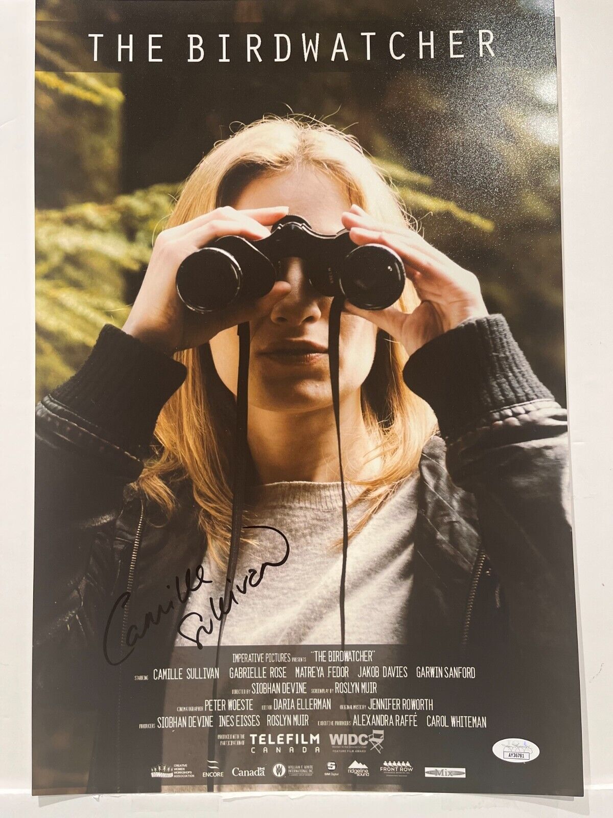 Photo signée Camille Sullivan The Birdwatcher 12x18 Actrice JSA
