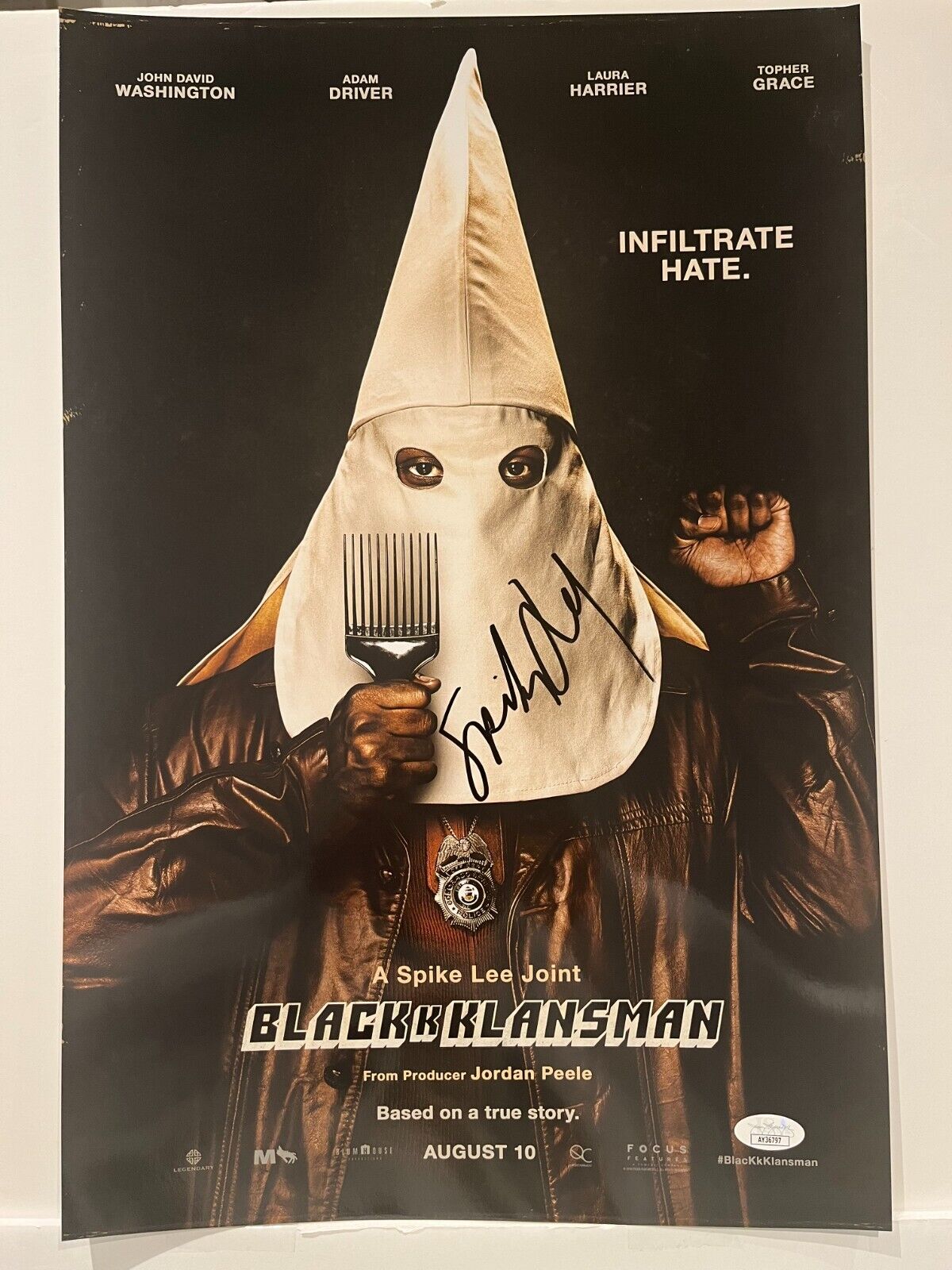 Signed BlacKkKansman 12x18 Photo Director Spike Lee  Actor JSA