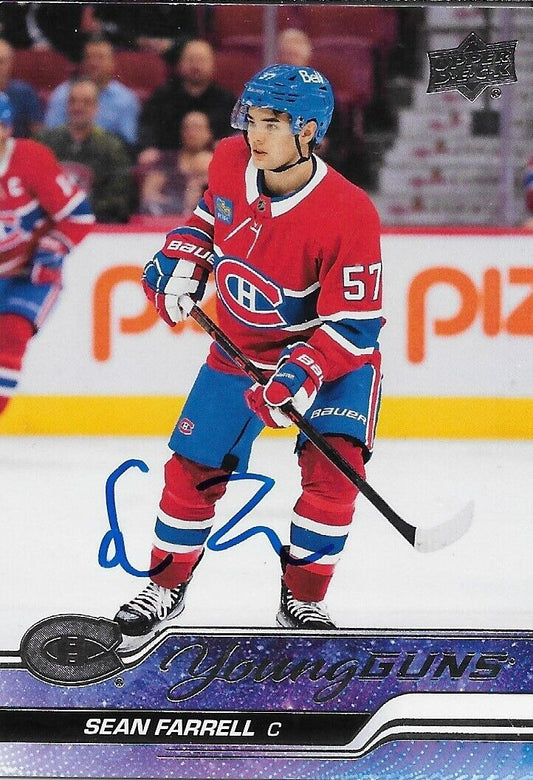 Signed Sean Farrell Young Guns 2023-24 UD Montreal Canadiens Rookie Card