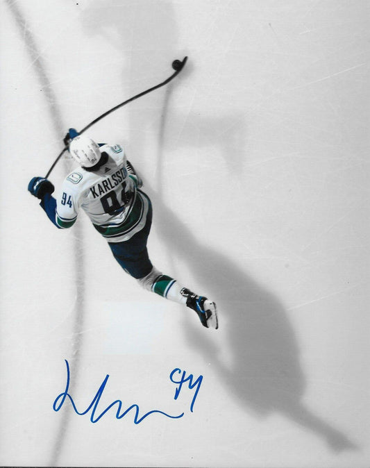 Signed Linus Karlsson Vancouver Canucks Autographed 8x10 Photo #1 Original