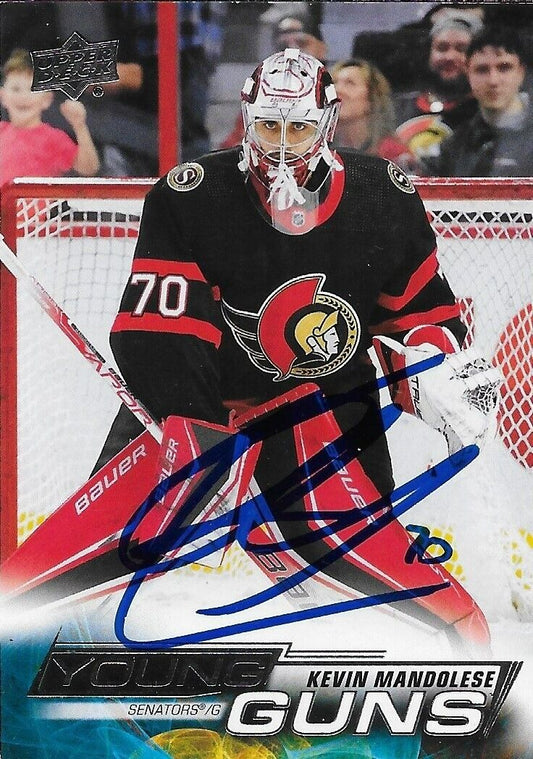 Autographed 22-23 UD Ottawa Senators Young Guns Kevin Mandolese  Rookie Card