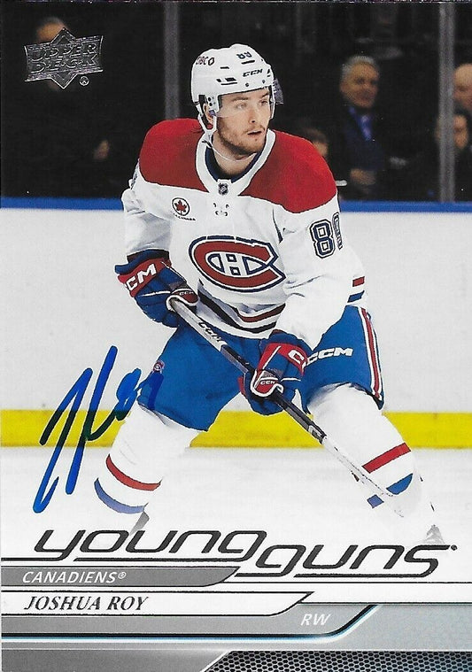Carte recrue signée Joshua Roy 24-25 UD Young Guns Canadiens de Montréal 2 Original