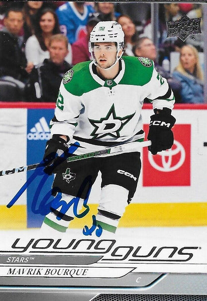 Carte Rookie signée Mavrik Bourque 2024-25 UD Young Guns Dallas Stars Original