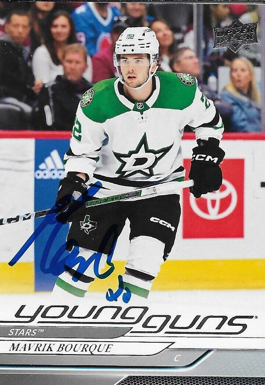 Carte Rookie signée Mavrik Bourque 2024-25 UD Young Guns Dallas Stars Original