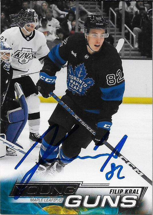 Carte de recrue signée Filip Kral 2022-23 UD Young Guns Toronto Maple Leafs Original