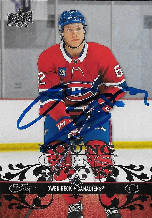 Signed Owen Beck Young Guns 23-24 UD Extended Series Montreal Canadiens Rookie