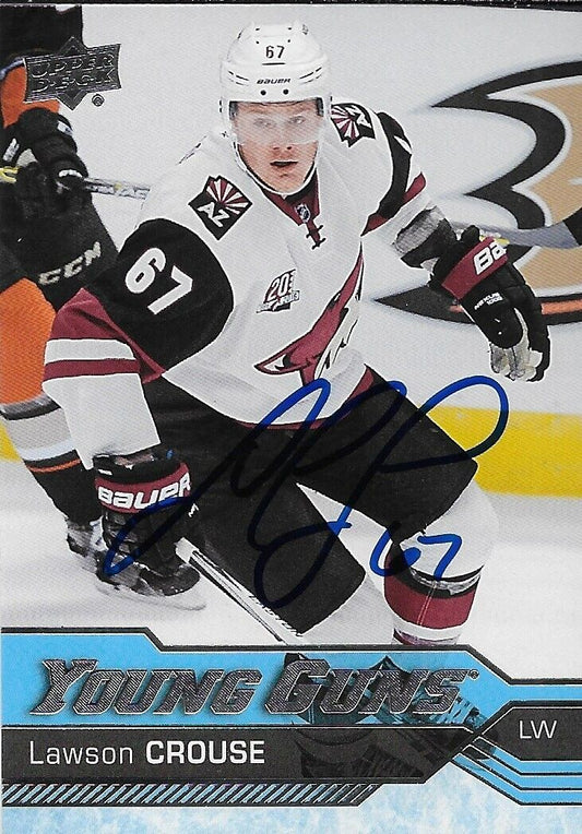 Carte de recrue signée Lawson Crouse Young Guns 2016-17 UD des Arizona Coyotes