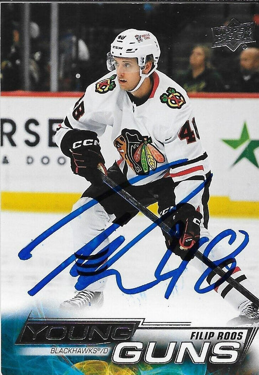 Carte de recrue signée Filip Roos Young Guns 2022-23 UD Chicago Blackhawks