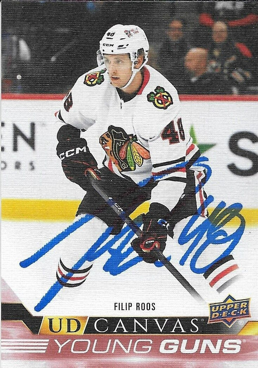 Carte de recrue signée Filip Roos Young Guns 2022-23 UD Chicago Blackhawks