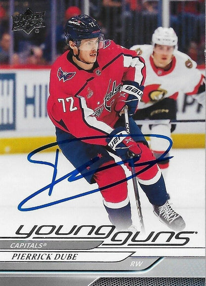 Signed Pierrick Dube Young Guns 2024-25 UD Washington Capitals Rookie Card