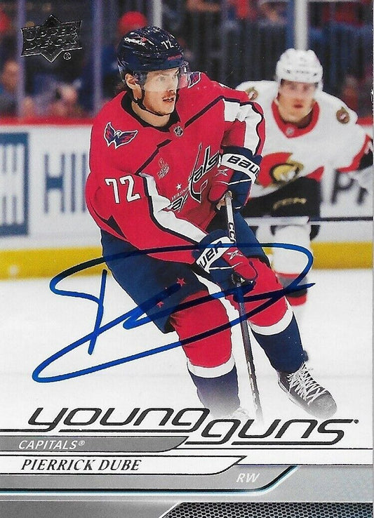 Signed Pierrick Dube Young Guns 2024-25 UD Washington Capitals Rookie Card