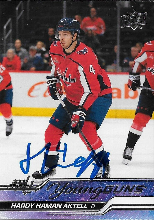 Signed Hardy Haman Aktell Young Guns 2023-24 UD Washington Capitals Rookie Card