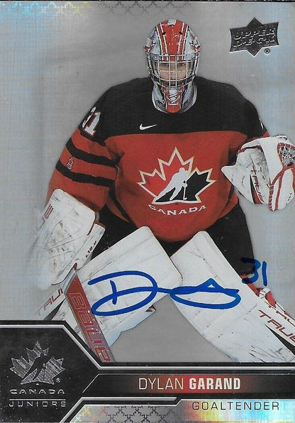 Signed Dylan Garand 2022 Team Canada Juniors UD New York Rangers Prospect Card