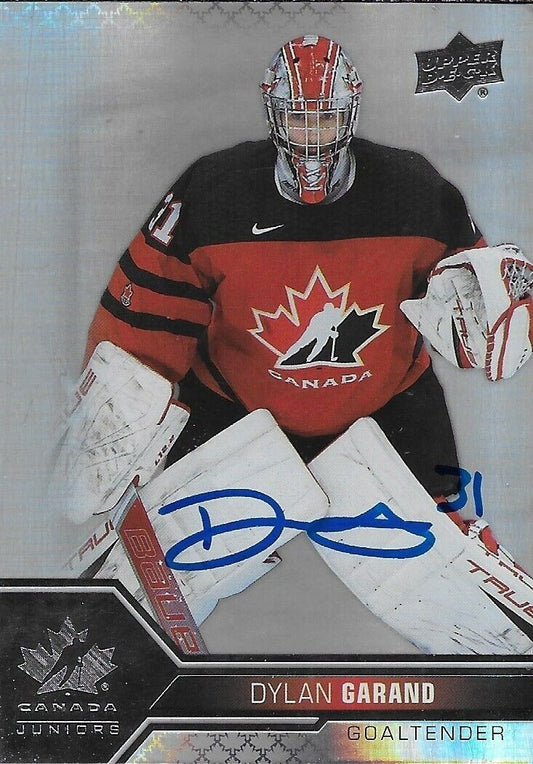 Signed Dylan Garand 2022 Team Canada Juniors UD New York Rangers Prospect Card