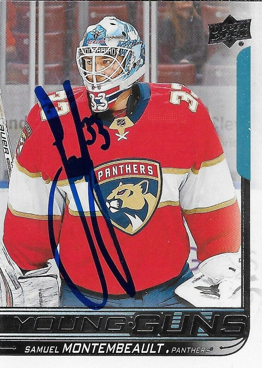 Signed Sam Samuel Montembeault 18-19 UD Young Guns Florida Panthers Rookie Card