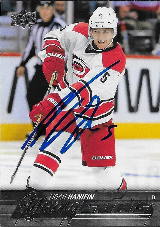 Signed Noah Hanifin 2015-16 UD Young Guns Carolina Hurricanes Rookie Card