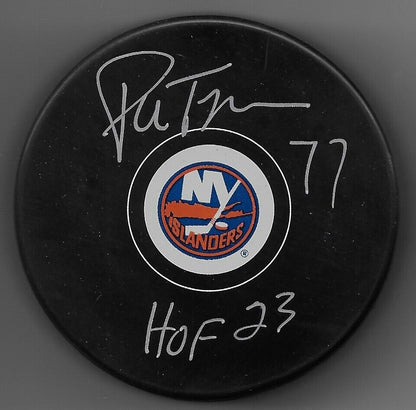 Signed Pierre Turgeon New York Islanders Puck HOF 23 Inscription Private Signing