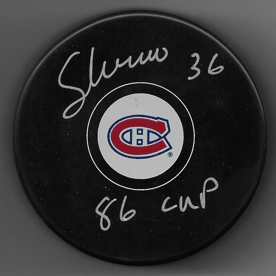 Signed Sergio Momesso Montreal Canadiens w 86 Cup Hockey Puck Private Signing