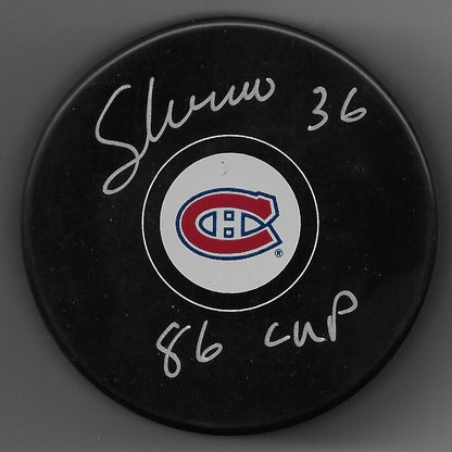 Signed Sergio Momesso Montreal Canadiens w 86 Cup Hockey Puck Private Signing