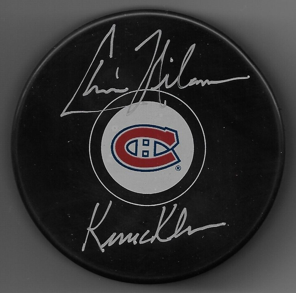 Signed Chris Nilan Montreal Canadiens Hockey Puck w Knuckles Private Signing