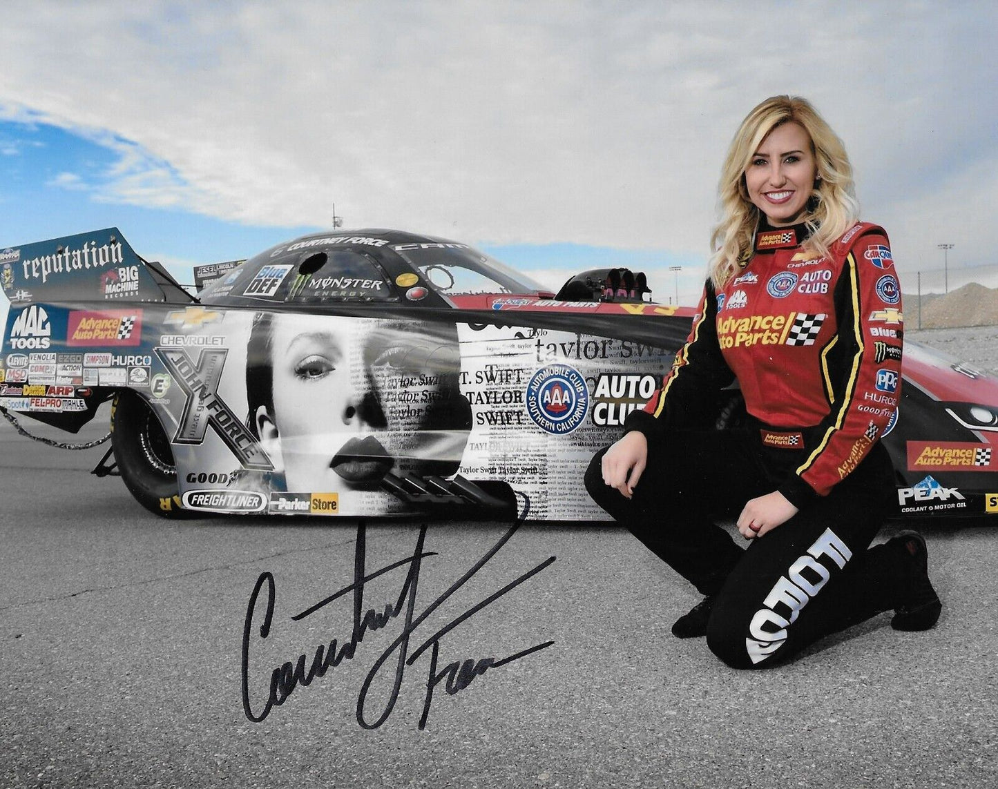 Signed Courtney Force NHRA Driver Autographed 8x10 Photo #2 Original