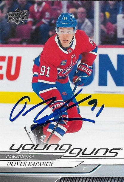 Signed Oliver Kapanen 2024-25 UD Young Guns  Montreal Canadiens Rookie Card