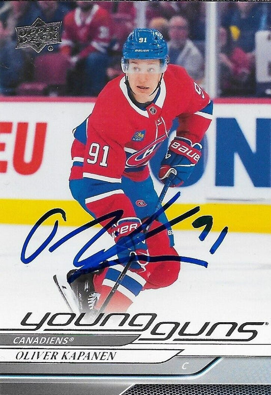 Signed Oliver Kapanen 2024-25 UD Young Guns  Montreal Canadiens Rookie Card