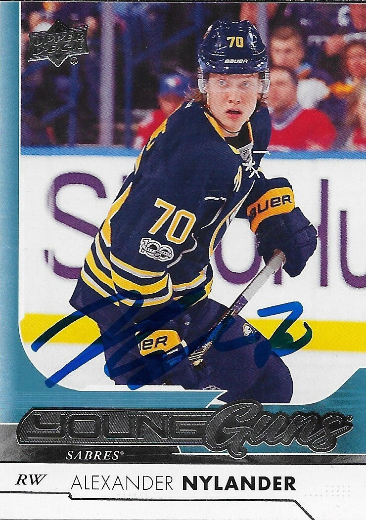 Signed Alexander Nylander 2017-18 UD Buffalo Sabres Young Guns Rookie Card