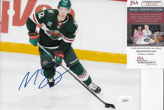 Signed Matt Boldy Minnesota Wild Autographed 8x10 Photo #1 w JSA Authentication