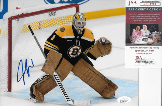 Signed Jeremy Swayman Boston Bruins 8x10 Photo #2 with JSA Authentication