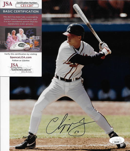 Signed Chipper Jones Atlanta Braves Autographed 8x10 Photo #2 JSA Authentication