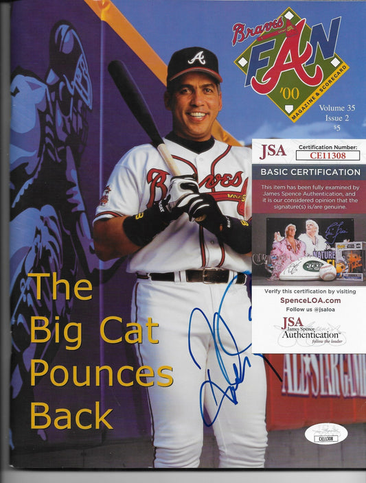 Signed Andres Galarraga Atlanta Braves Program SMALL SMUDGE w JSA Authentication