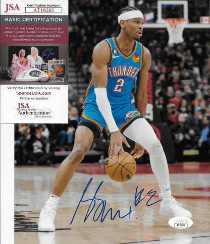 Signed Shai Gilgeous Alexander Oklahoma Thunder 8x10 Photo #1 JSA Authentication