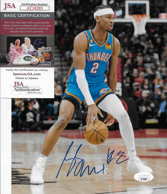 Signed Shai Gilgeous Alexander Oklahoma Thunder 8x10 Photo #1 JSA Authentication