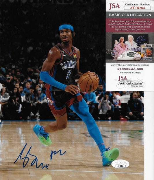 Signed Shai Gilgeous Alexander Oklahoma City Thunder 8x10 Photo w JSA Authentic