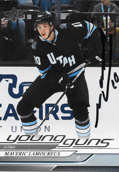 Signed Maveric Lamoureux 2024-25 UD Utah Hockey Club Young Guns Rookie Card